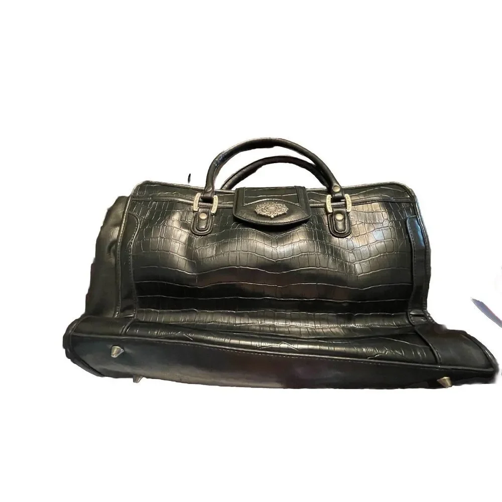CROFT AND‎ BARROW TOTE BAG LAPTOP BAG PURSE BLACK FAUX LEATHER